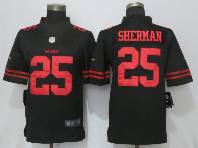 Men San Francisco 49ers #25 Sherman Black Vapor Untouchable New Nike Limited NFL Jerseys->youth nfl jersey->Youth Jersey